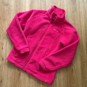 Columbia Athletic Full Zip Fleece Knit Jacket Pink Youth Size 14/16